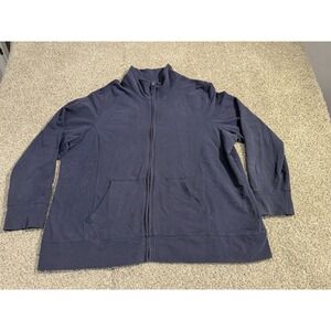 LL Bean Women Size 2XL REG Full‎ Zip Jacket Grey Long Sleeve Cotton 278717